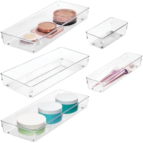 iDesign 5-Piece Kitchen Drawer Organizer Set, Clear by iDesign