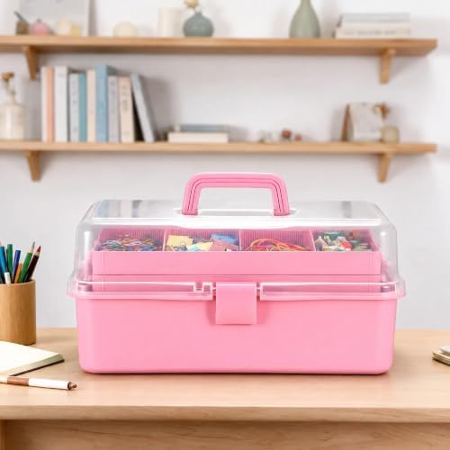 Tackle Box, 15-Inch Extra Large Art Storage Box with 3-Layer Folding Trays - Image 3