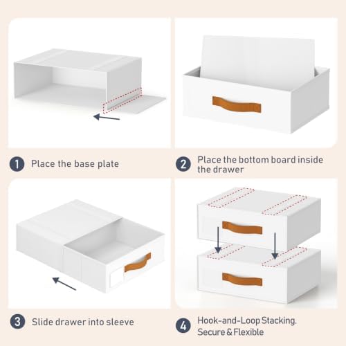 DIMJ Underwear Drawer Organizer, Stackable Bra Organizer for Closet 2 Pack, Bra Storage With Fabric Storage Drawers, Collapsible Closet Organizers for Clothes, Socks, Bra, Scarf, Baby Clothes, White - Image 5
