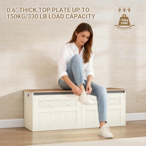 Hzuaneri 47 inches Farmhouse Storage Chest and Bench | 59 Gal | 330lb Seat - Image 5