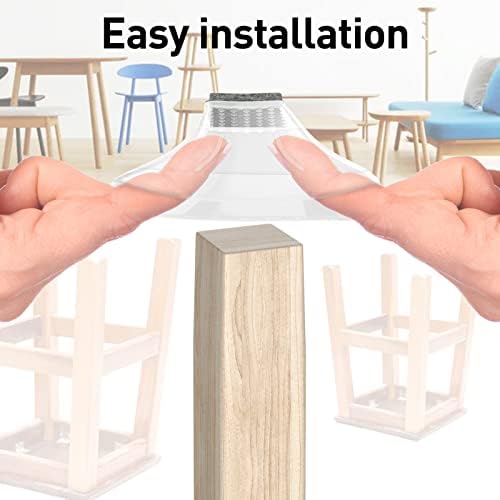 Square Chair Leg Protectors for Hardwood Floors, 16 Pcs Silicone Felt Furniture Leg Cover,1 1/4 Inch, Clear. - Image 5