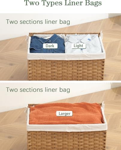 SETVSON Storage Basket with Lid, 2-Lid PE Rattan Storage Bin, Natural - Image 6