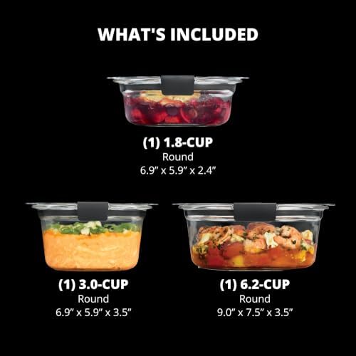 Rubbermaid Brilliance® Glass Round Leak-Proof 6-Piece Set Food Storage Containers, Food Containers with Lids, Meal Prep Containers - Image 6