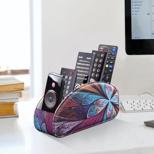 PU Leather Remote Control Holder TV, Remote Caddy for Table 5 Compartments - Image 2