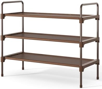 Kitsure Shoe Rack for Closet, Shoe Storage, 27.6" Wide - 3 Tiers, Brown by Kitsure
