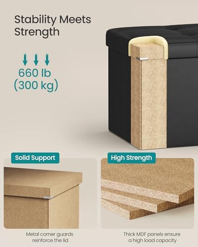 SONGMICS Storage Ottoman Bench, 30 Inches Folding Foot Rest Stool - Image 5