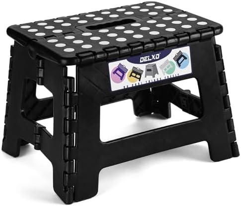 Delxo 9 Inch Kids Step Stool,300 Lbs Folding Step Stool for Toddler Black by Delxo