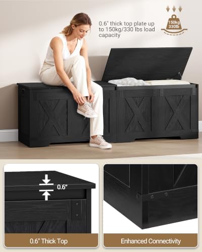 Hzuaneri 59 inches Rustic Storage Chest and Bench | 70 Gal | 330lb Seat - Image 4