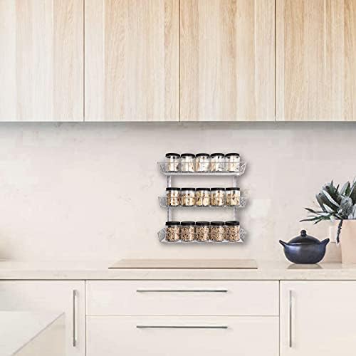 SWOMMOLY Wall Mount Spice Rack Organizer, 3-Tier Adjustable Dual-Use Shelf - Image 2