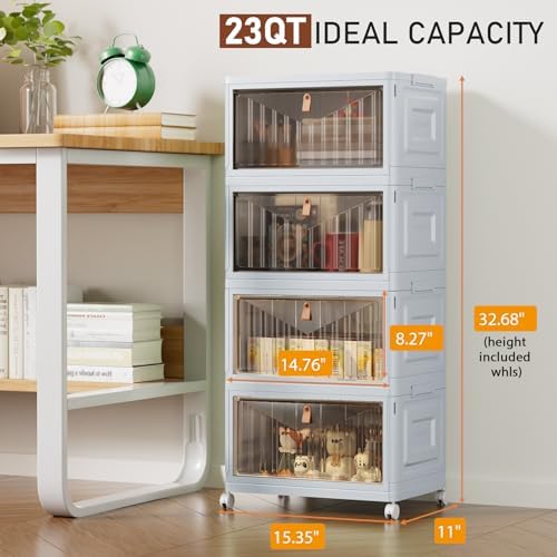 Wise Oannes Closet Organizers and storage with Wheels, 23QT Grey - Image 2