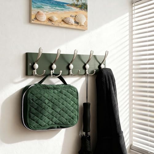 SKOLOO Creations Forest Green Solid Wood Wall Mounted Coat Rack, 5 Hooks, 16-7/8" Long - Kitchen, Mudroom, Entryway, Bathroom - Includes Mounting Hardware, Wall Coat Hanger, Towel Rack - Image 4