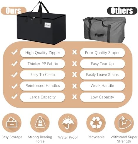 NATURELUX Heavy Duty Moving Bags - Extra Large Packing Bags and Storage Totes, Collapsible and Foldable Option for Moving and Storage, Multicolored, 125 L - 6 Pack - Image 5