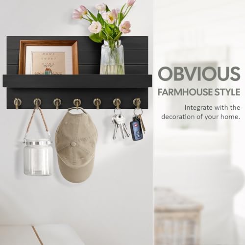 HONJIN Key Holder for Wall: Upgraded 7 Sturdy Key Hooks Easy Installation Mail Organizer Wall Mount Hanging Key Rack for Kitchen and Entryway Decor - Image 4