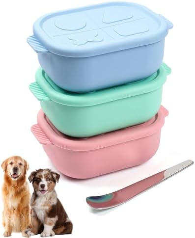 2ME Odor Sealed Silicone Pet Wet Food Containers（3-Pack, 22oz）- Airtight Storage Boxes for Homemade Dog Cat Food & Canned Food Portioning - Freezer Microwave Dishwasher Safe with Stainless Steel Scoop by 2ME