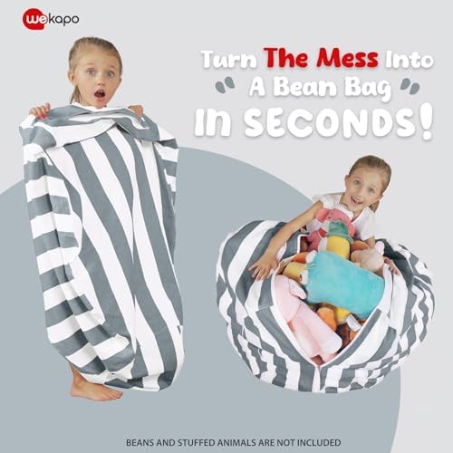 WEKAPO Stuffed Animal Storage Bean Bag Chair Cover for Kids - Image 3
