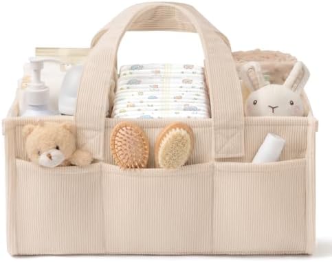 Corduroy Baby Diaper Caddy Organizer with Handles, Nursery Storage Basket by Unknown
