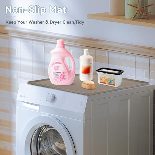 Garolue Washer and Dryer Covers for the Top, 23.6'' x 19.7'' Silicone Rubber Mat for Laudry Machine & Dryer,Non-slip Heavy Duty Waterproof Washable Top Protector Mat Pad for Laundry & Kitchen,Apricot - Image 5