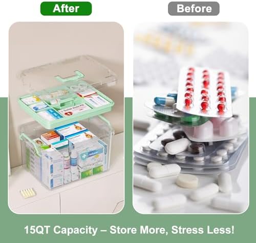 15QT Medicine Storage Box - Portable Medicine Cabinet Organizer with Handle - Image 5