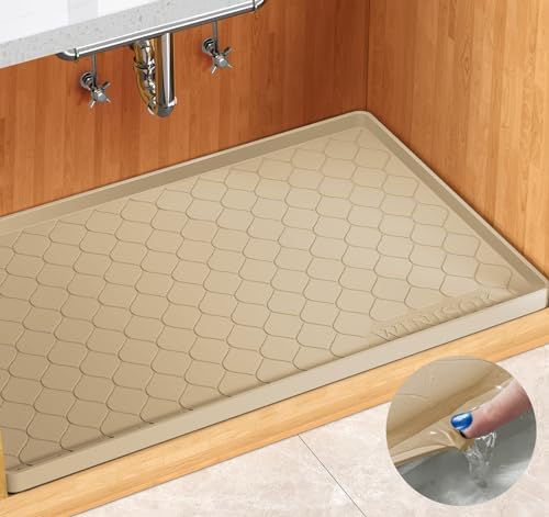 Winisok Waterproof Under Sink Mat 22" x 19", Silicone Mat, Beige by Winisok