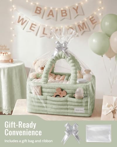 Blissful Diary Flannel Diaper Caddy Organizer & Gift Packaging, Light Green - Image 6