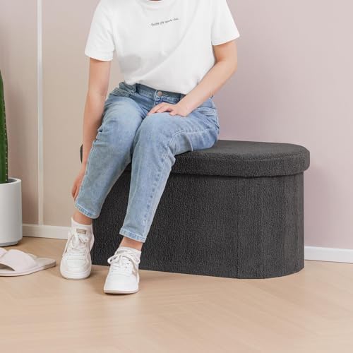 B FSOBEIIALEO 30" Folding Ottoman with Storage for Living Room, Dark Grey - Image 5