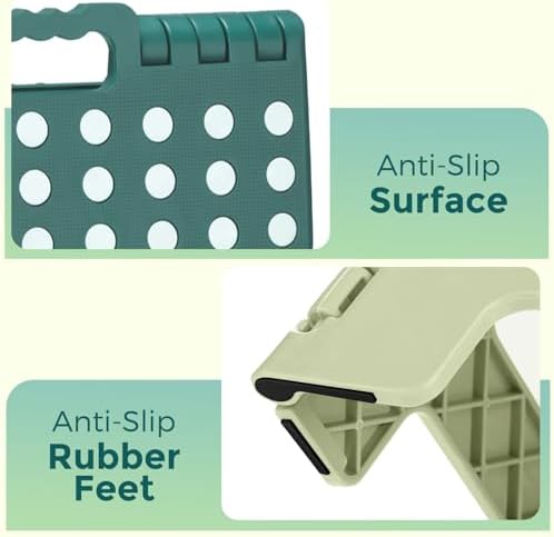 ACKO 13 Inch Folding Step Stool, Holds 300 lbs for Adults and Kids, Green - Image 5