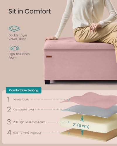 SONGMICS Storage Ottoman Bench, Foot Rest with Legs, Load up to 661.4 lb - Image 5