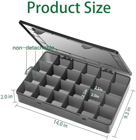 Gbivbe Large 24 Grids Plastic Organizer Box Adjustable Dividers,Clear Storage Box for Jewelry, Art DIY Crafts, Washi Tapes, Beads and Small Parts(Black, 1Pack) - Image 5