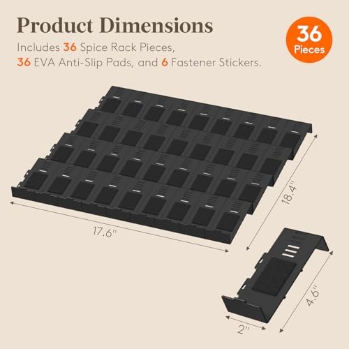 Lifewit Spice Drawer Organizer, 36PCS Interlocking Spice Rack Drawer Insert - Image 2