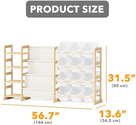 SpaceAid 3-in-1 Toy Storage Organizer with 4 Shelves and 12 Bins, Toy Organizers Storage 3-Tier Bookshelf, Kids Bin Shelf Box Bookcase for Bedroom Playroom Organization Room Decor, White - Image 3