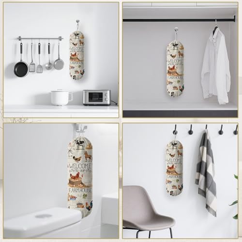 Plastic Bag Holder, Grocery Bag Organizer Storage, Kitchen Dispenser Holders Reusable Shopping with Free Adjustment Drawstring Closure for Kitchen Farmhouse Decor, Farmhouse - Image 6