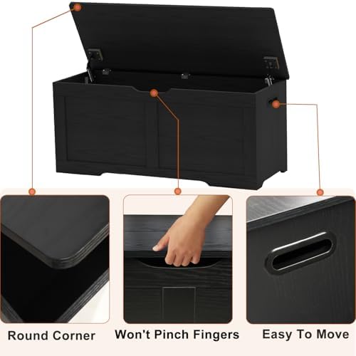 Timberer 39.4" Storage Chest, Wooden Storage Bench, Lift Top Toy Chest - Image 7