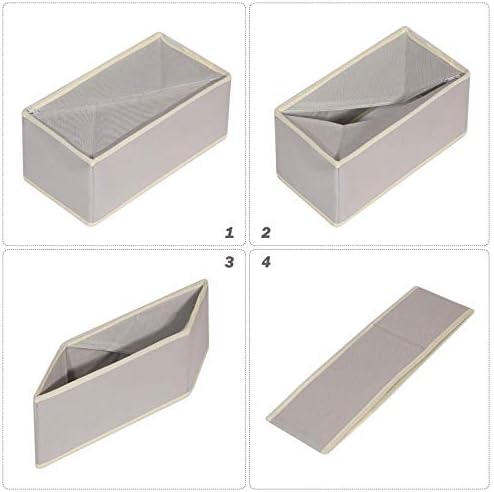 DIOMMELL Set of 6 Foldable Cloth Storage Box Closet Dresser Drawer Organizer Fabric Baskets Bins Containers Divider for Clothes Underwear Socks Lingerie Clothing, Grey 00-0600 - Image 5