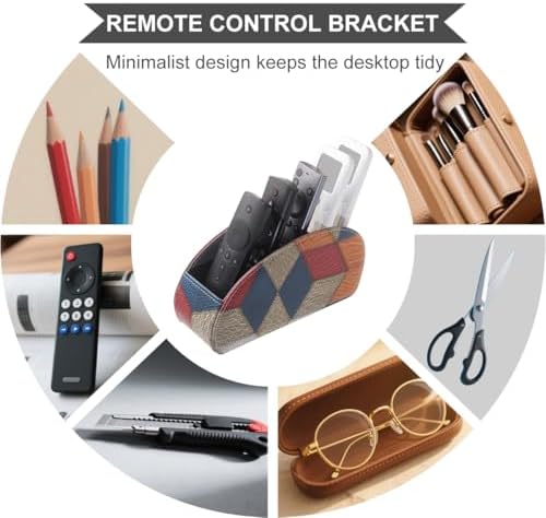 Remote Control Holder with 5 Compartments, PU Leather Remote Holder Compatible with Fire TV Remotes, Media Player Remotes, Heater Controllers, and Air Conditioner Remote Controls(Lattice Pattern) - Image 5