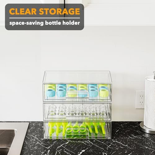 SpaceAid Bottle Storage Organizer Baby - Acrylic Bottles Station Organizer Container, Stackable Clear Drawers for Countertop, Vanity, Bathroom, Cabinet, Pantry Organization, 3 Pack, 3L, 10.3"H - Image 5