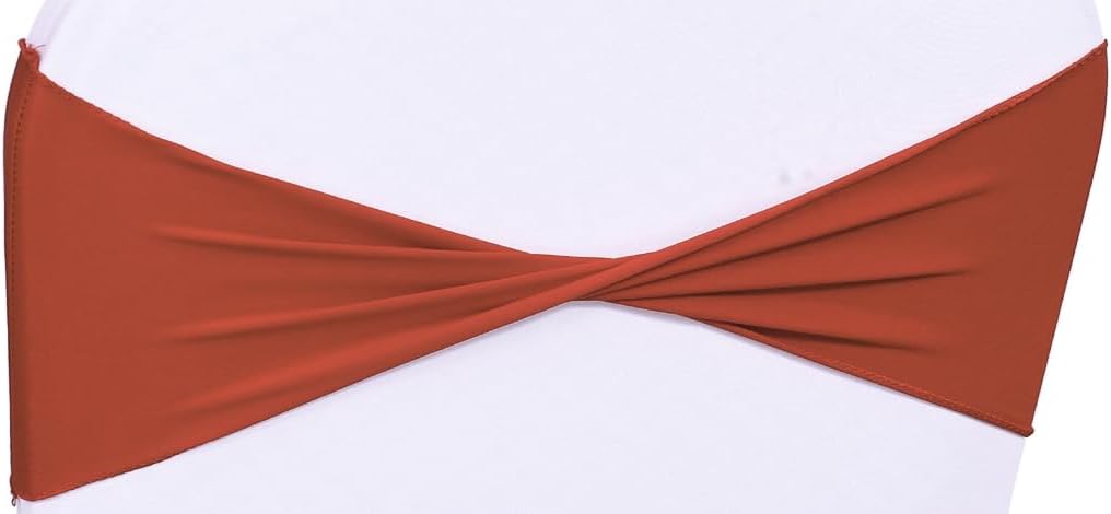 VDS Pack of 100 PCS | Terracotta | Spandex Chair Sashes Bows Without Buckle | Stretch Elastic Banquet Universal Folding Chair Band Tie with for Wedding Party Conference Celebration Event Decoration
