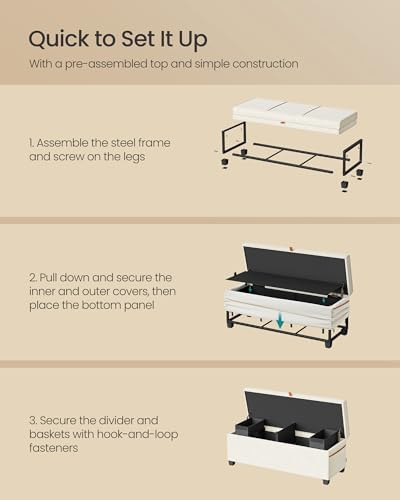 SONGMICS Storage Ottoman, 15.8 x 43.3 x 15.8 Inches, 27 Gal. (103 L) - Image 6