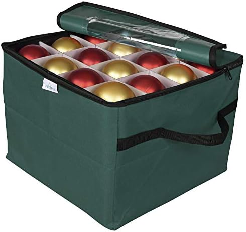 ProPik Christmas Ornament Storage Box, Organizer Holds Up to 48 Xmas Balls with 3 Separate Removable Trays, Container has Dividers to Organize Holiday Tree Ornaments (Green) - Image 2