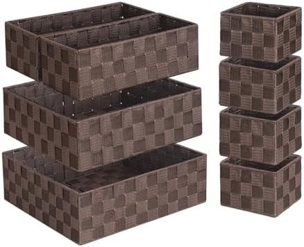 Posprica Woven Baskets, Storage Baskets for Organizing (Set of 8), Cube Baskets Bin Container Matching Storage Boxes Organizers for Pantry, Office, Shelves, Media-room - Image 2
