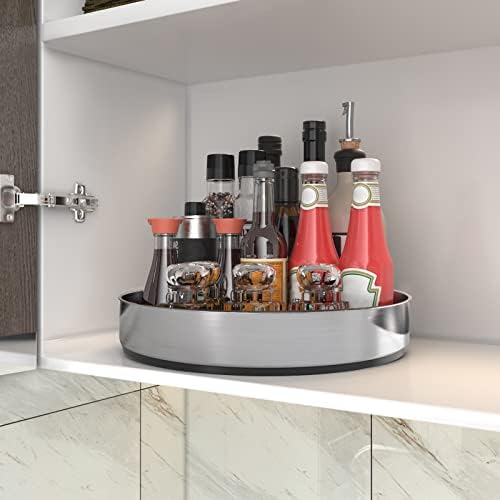 VAEHOLD Pantry Cabinet Lazy Susan Stainless Steel Black Spice Rack Turntable - Decorative Trays Storage Containers Organizer for Kitchen Cabinet, Snacks, Bathroom (12 inches) - Image 5