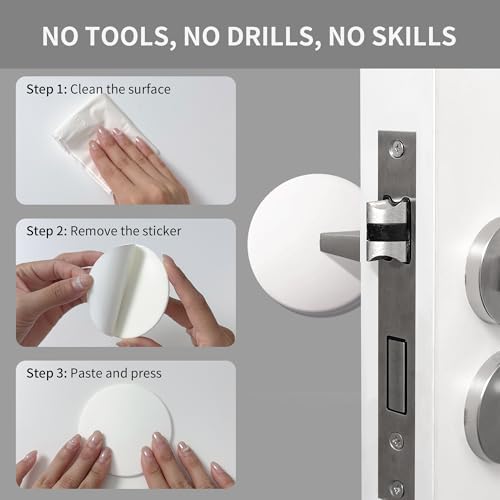 Door Stoppers - 3.14" White Door Stoppers for Wall (8 Pack), with Heavy-Duty Adhesive - Wall Protector & Shock-Absorbent Protectors from Door Knobs - Prevents Scratches on Walls & Doors - Image 5