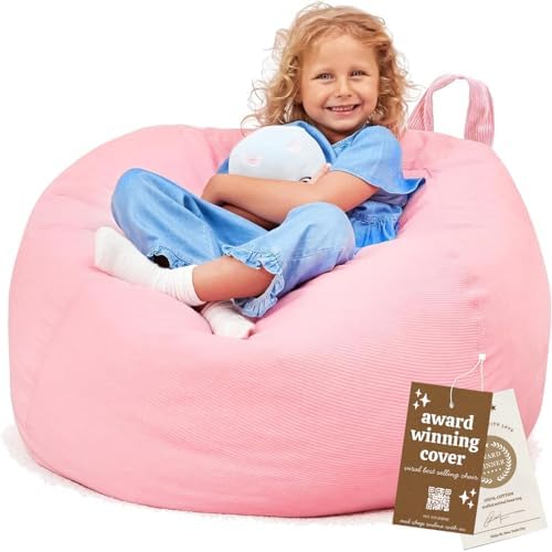 Huddle Designer Stuffed Animal Bean Bag Storage Chair Cover XL Pink by HuddleSupplyCo