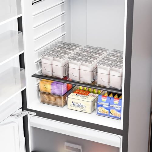 Stackable 4 Pack Snack Organizer for Pantry Shelf,Clear Pantry Organizers and Storage Bins for Fridge,Office,Cupboard,Plastic Pantry Snack Organizer For Breast Milk,Tea Bag,Food Storage Containers - Image 2