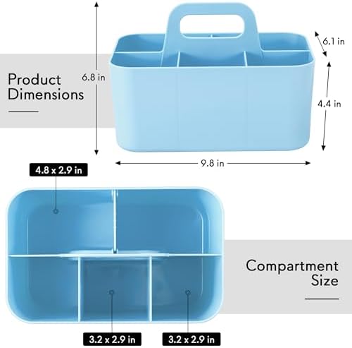 Tiawudi Multipurpose Caddy Organizer, Plastic Caddy with Handle, Stackable Desk Organizer for Stationery, Marker and Pencil, Office Supplies Organizer, Dorm Caddy - Image 2
