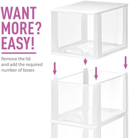 Plastic Small 2-Drawer Storage Organizer, Slim Narrow, White/Clear Crafts Drawers Storage Organizer (13"H x 10"D x 7"W) - Image 6