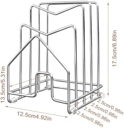 Pot Lid Organizer Cutting Board Holder Inside Cabinet 304 Stainless Steel Pots and Pan Organizer Under Cabinet Pot Cover Cookie Sheet Bakeware Serving Tray Cooling Rack Stand Kitchen Countertop - Image 4