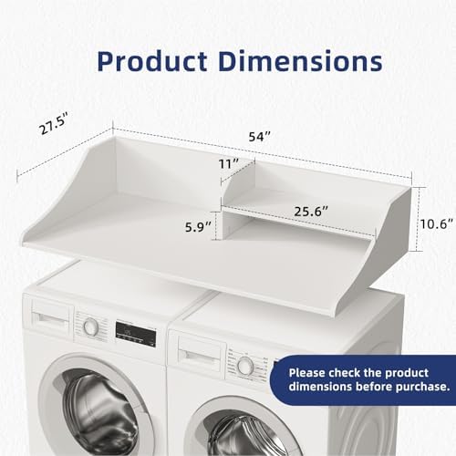 2-Tier 54" Width Washer Dryer Countertop for Laundry Room Organization - Image 2