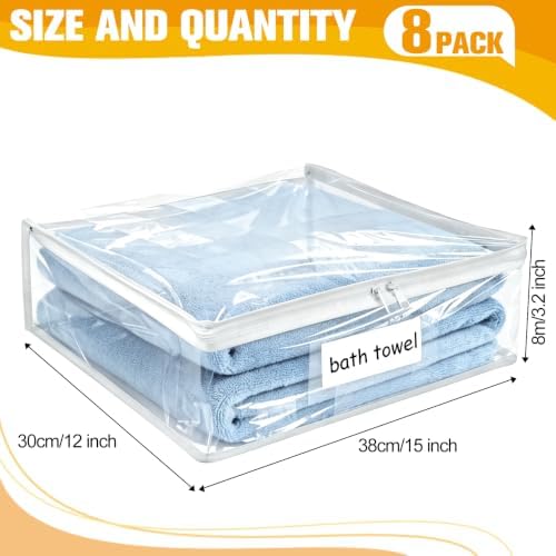 Plastic Storage Bags with Easy-Glide Zipper, Pack of 6, Durable Clear Vinyl Zippered Storage Bags for Clothes Sweaters Comforters Blankets Sheets Bedding (14.2 x 12 x 3.2 Inch, Transparent White) - Image 3