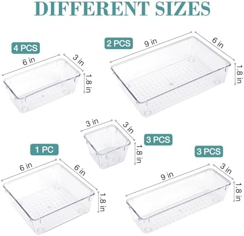 13 PCS Drawer Organizer Set, 5 Size Bathroom and kitchen organizer Trays - Image 2