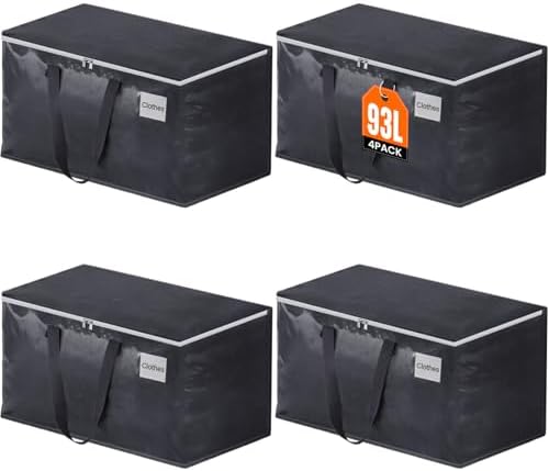 Fabspace Heavy Duty Moving Bags, 93L Collapsible Storage Totes, 4-Pack by Fabspace